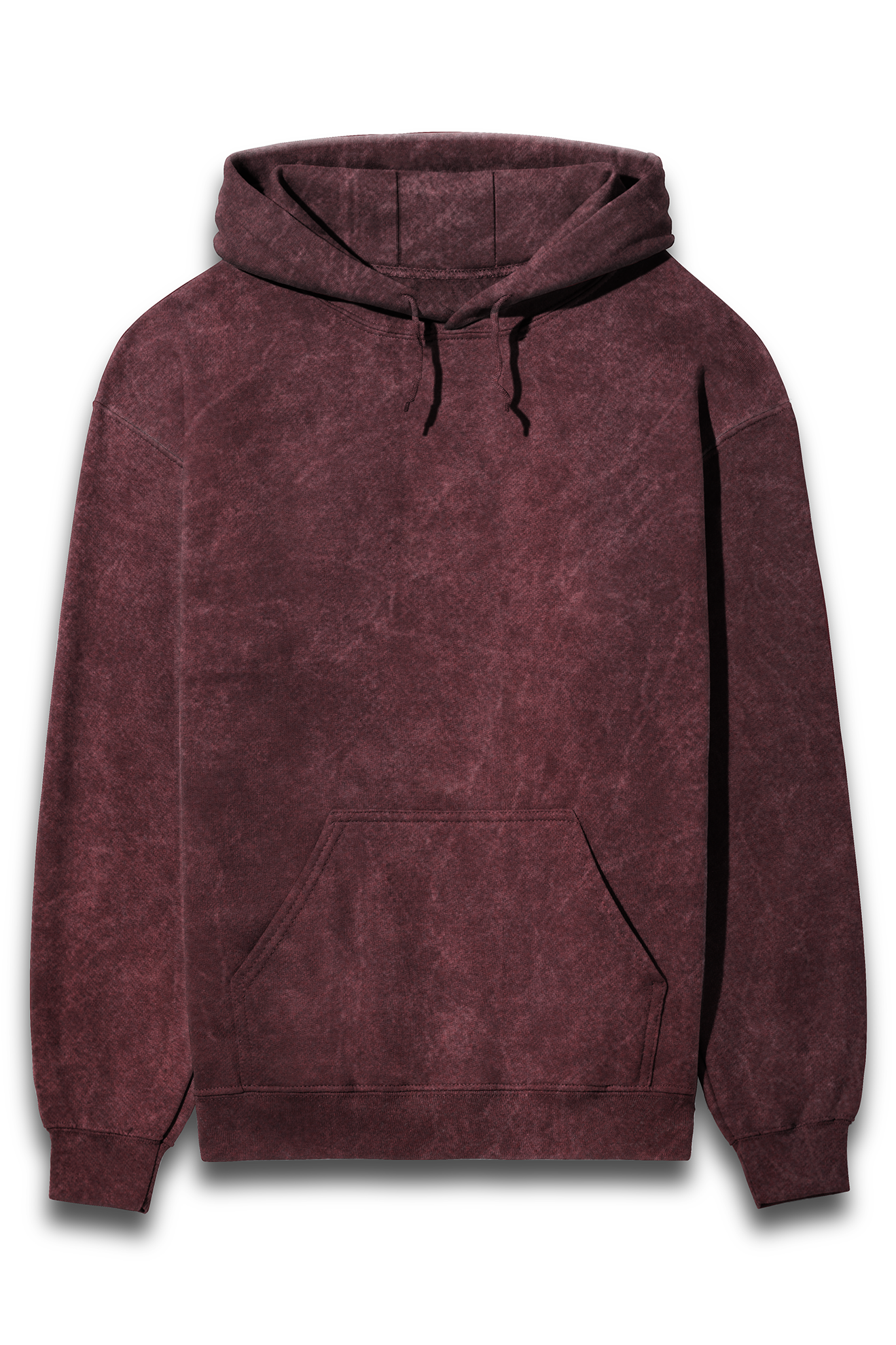 Acid Wash Hooded Sweatshirt Maroon