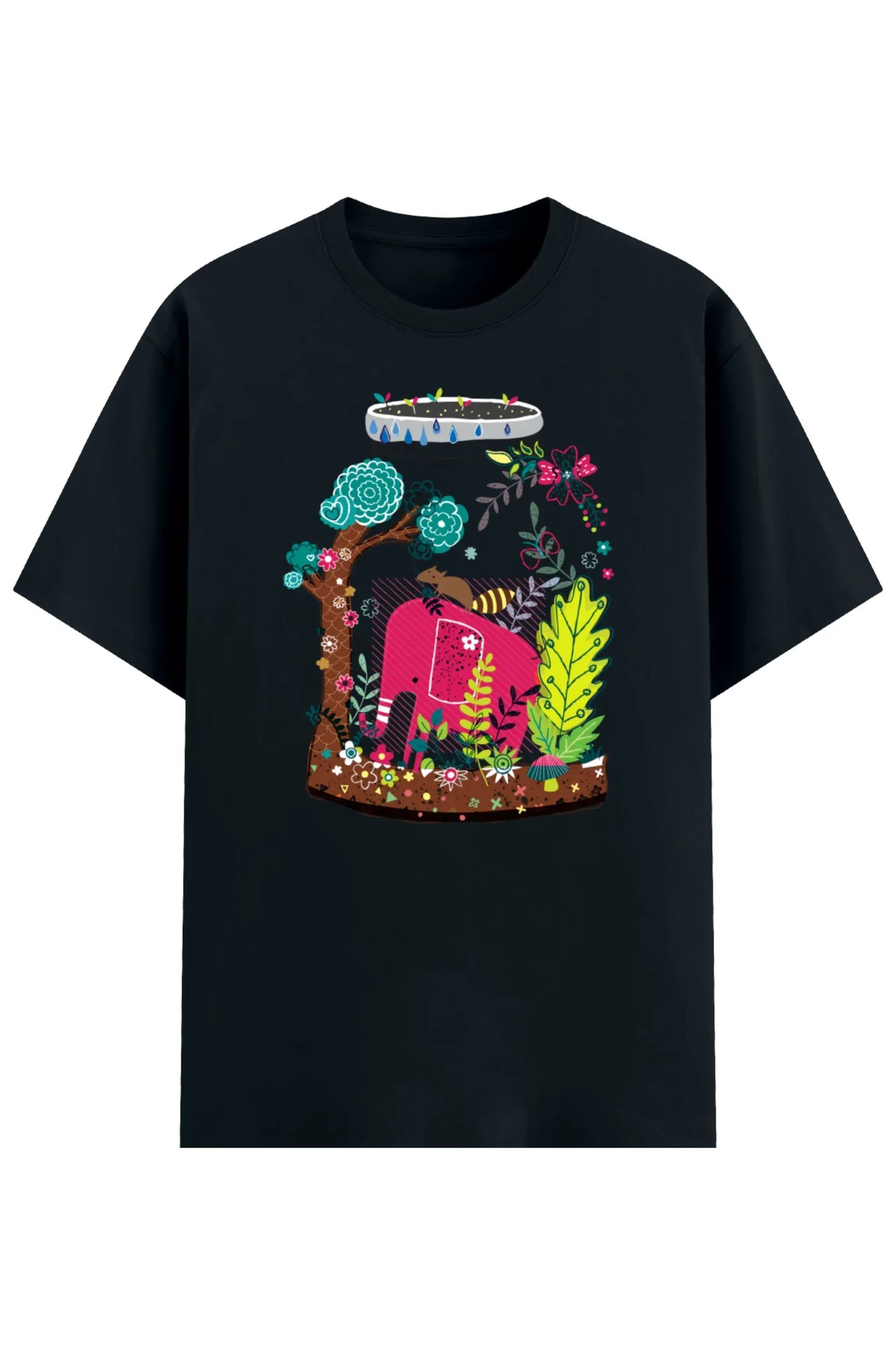 Elephant Bloom Jar Eco-friendly T-Shirt - MasteeZone