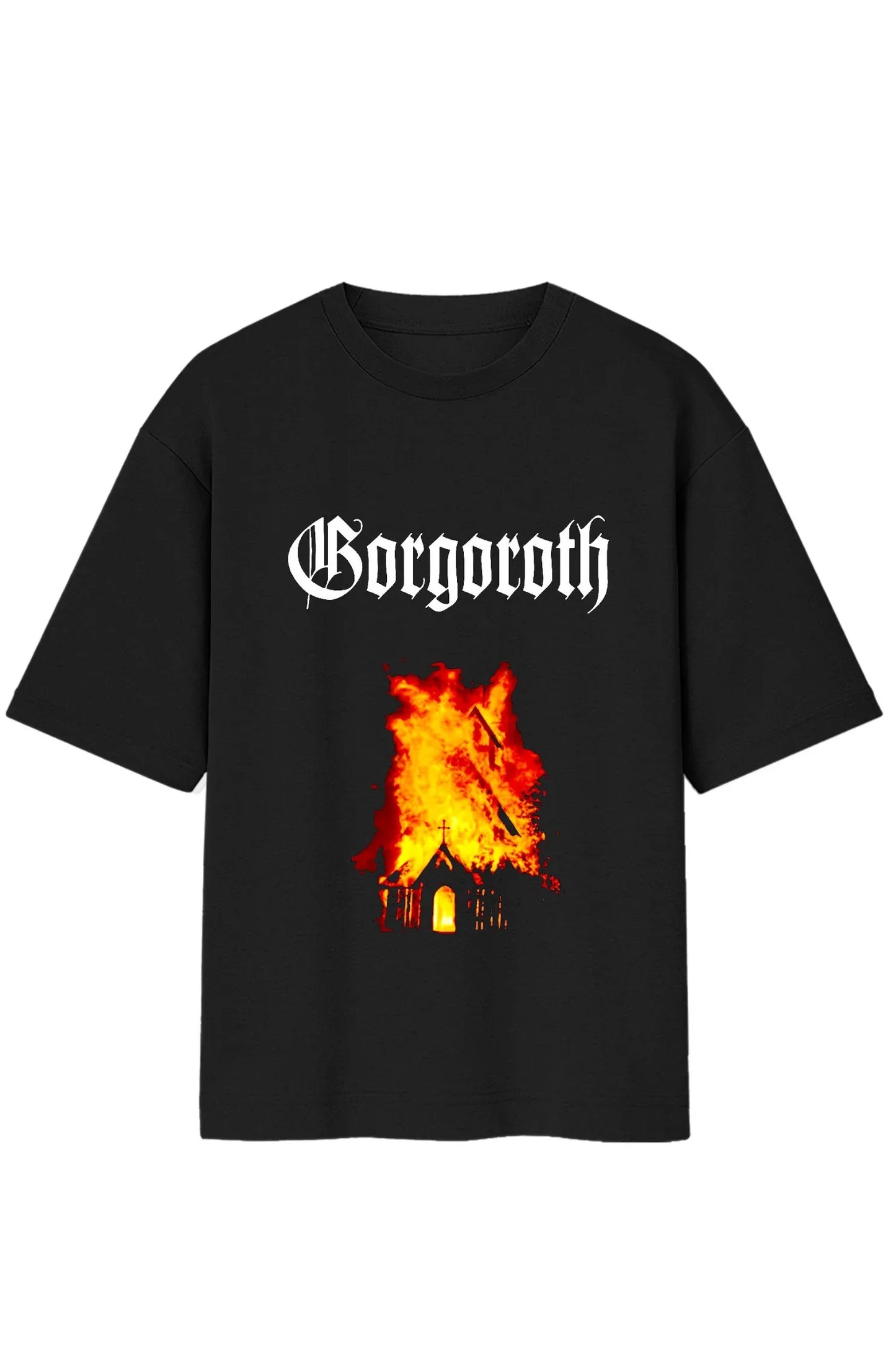 Burning Church Oversized Standard T-Shirt - MasteeZone